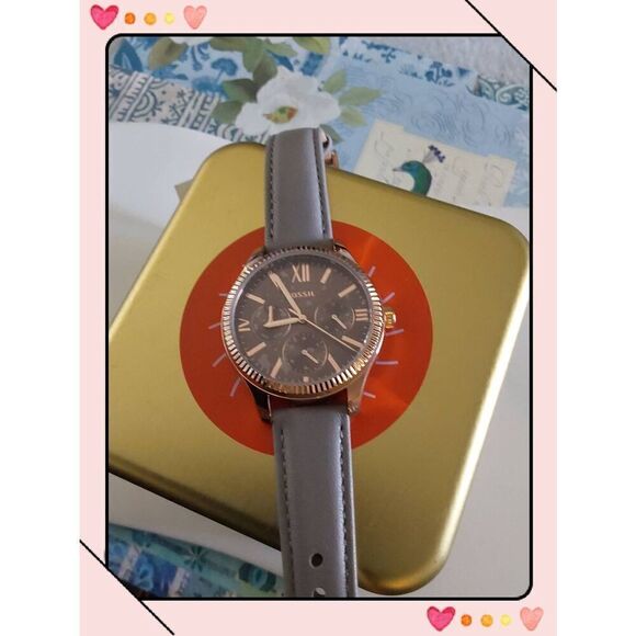 BNIB~FOSSIL Rye Multifunction Gray Leather Band Watch~$140 Retail Value - Picture 5 of 7
